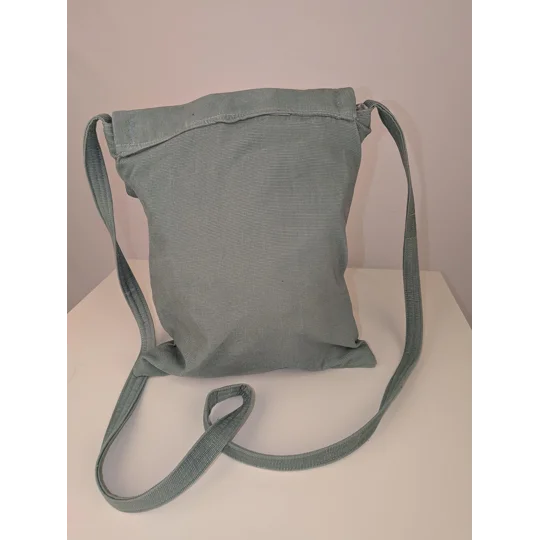 Embroidered shoulder Bag: Mint green baby cord pouch
