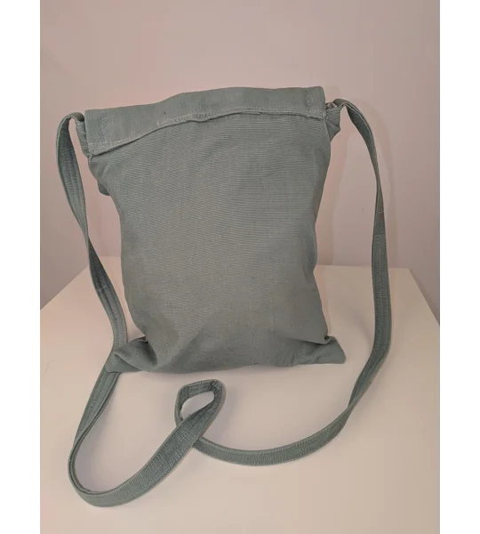 Embroidered shoulder Bag: Mint green baby cord pouch