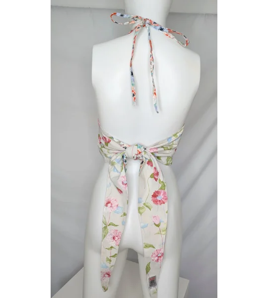 Reversible Cropped Halter Top: floral fling