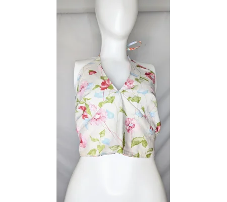 Reversible Cropped Halter Top: floral fling