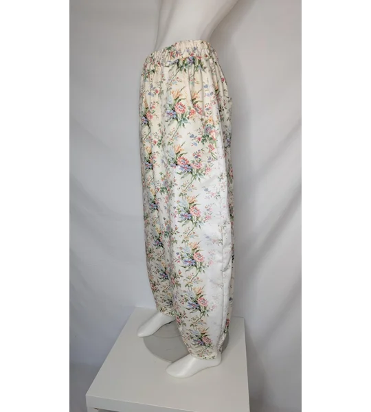 Reworked barrel Leg Trousers: Size 16, antique blooms