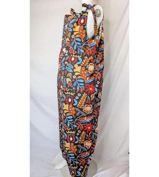 Tie Top Dungarees, Floral Print Cotton Overalls, Size 20