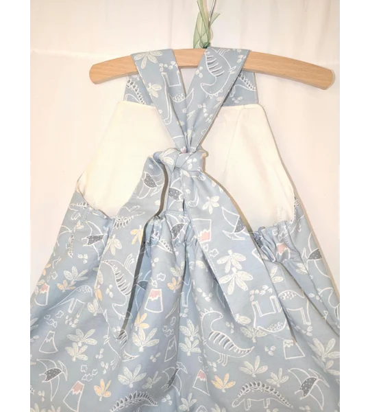 Dinosaur Dungarees, pastel blue(18-24y) sustainable children's gift.
