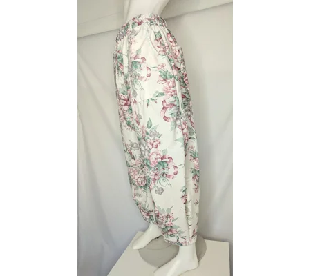 Reworked barrel Leg Trousers: Size 16, antique leafy rose