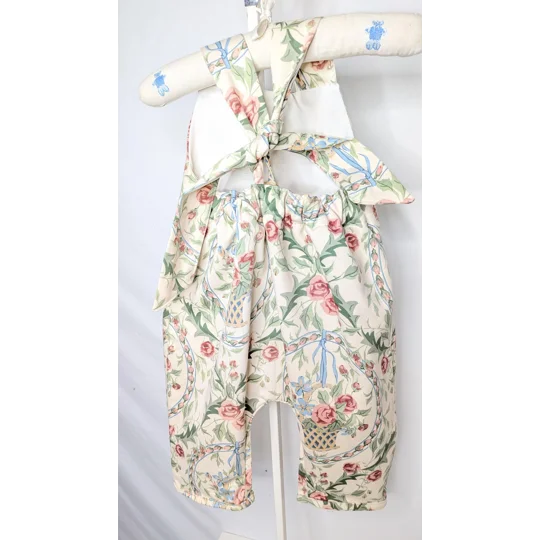 Floral cottage boutique Baby Dungarees, Upcycled Kids Overalls (9-12m)