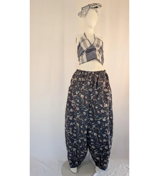 Reversible Cropped Halter Top: check and william Tie Back