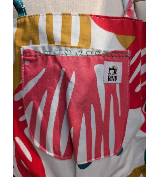 Bright patterns kids dungarees: Upcycled and Reworked childrens clothing-Age 7-8 Years