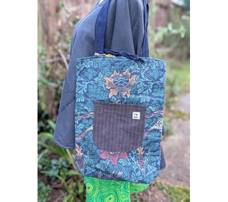 William Morris Style Floral Tote Bag: Upcycled Vintage Fabric