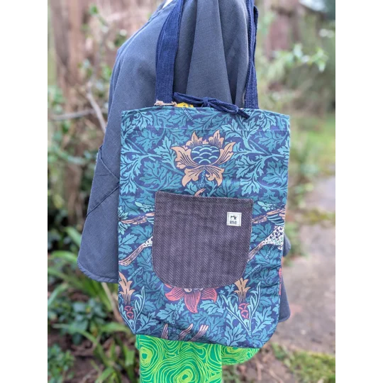 William Morris Style Floral Tote Bag: Upcycled Vintage Fabric