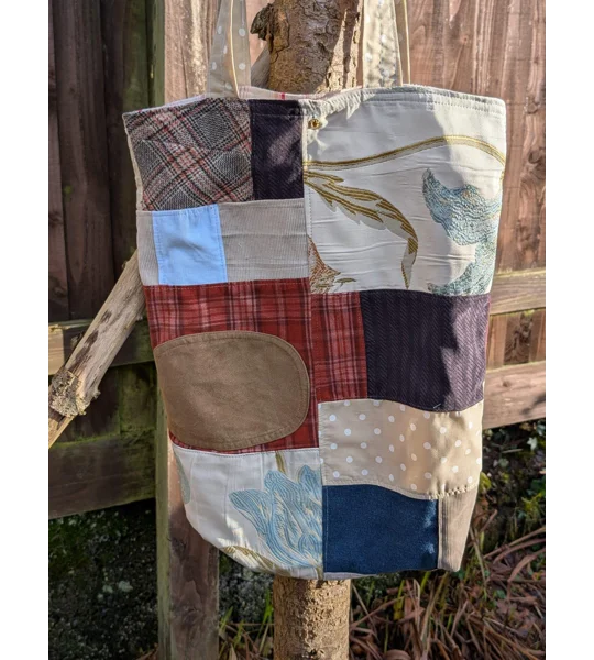Rustic shoulder Bag: Folksy Corduroy Patchwork
