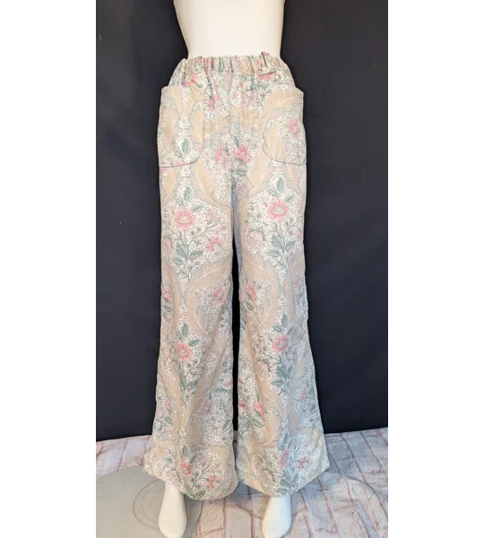 Floral Wide Leg Trousers: Size 16 Pants, reworked upcycled fashion