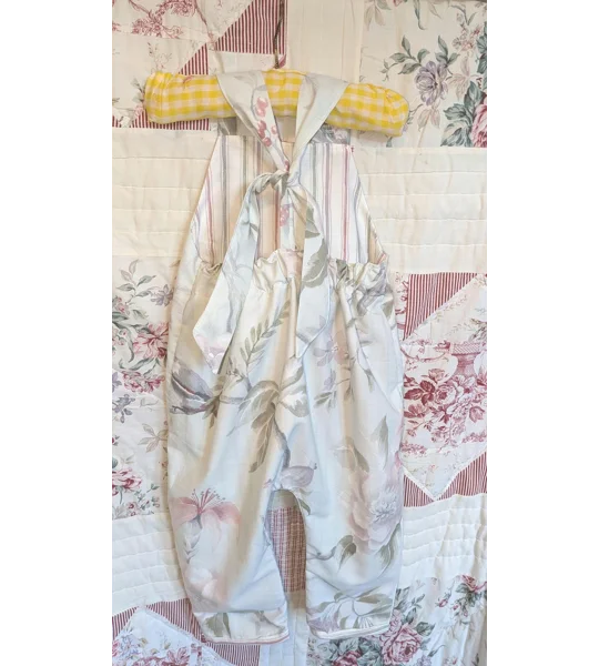 Floral birds Baby Dungarees, Upcycled Kids Overalls (18-24y)