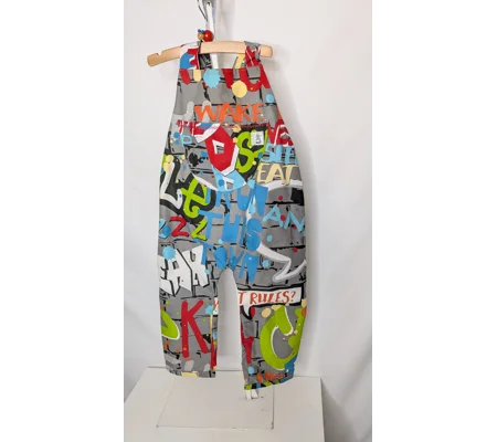 Kids dungarees age 3-4yrs, graffiti gaga