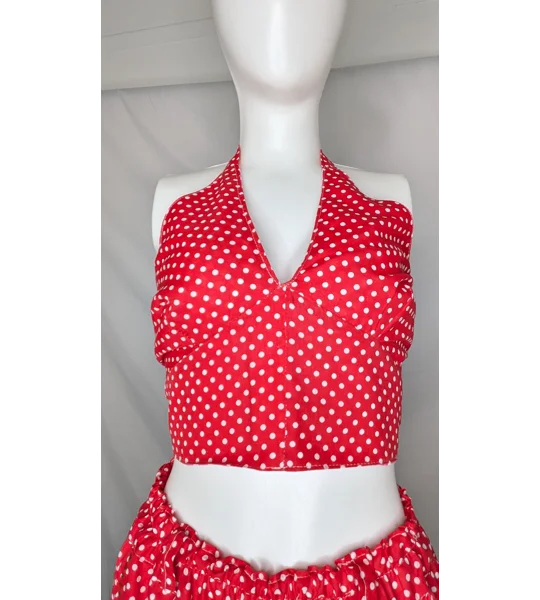 Reversible Cropped Halter Top: hotty spotty