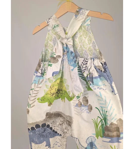 Dinosaur Dungarees, romper,(2-3y) sustainable children's gift.