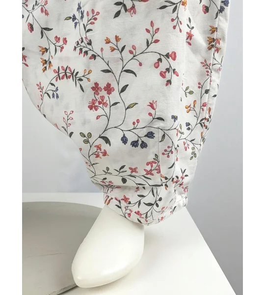Reworked barrel Leg Trousers: Size 18 floral white