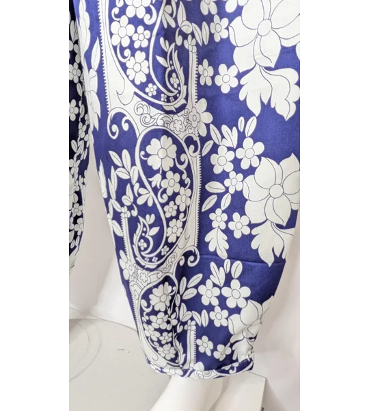 Reworked barrel Leg Trousers: Size 14 navy floral paisley