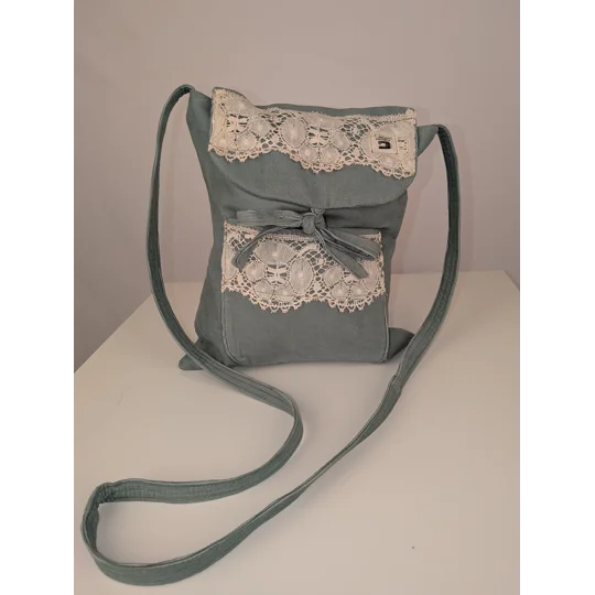 Mint green baby cord messenger bag