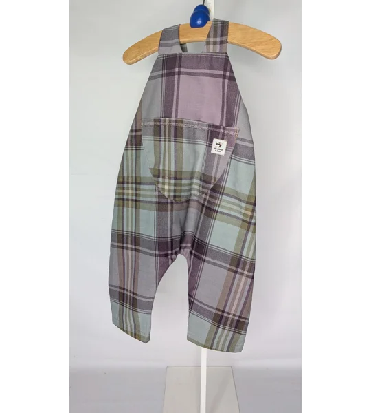 Baby Dungarees age 6-9m lavender check