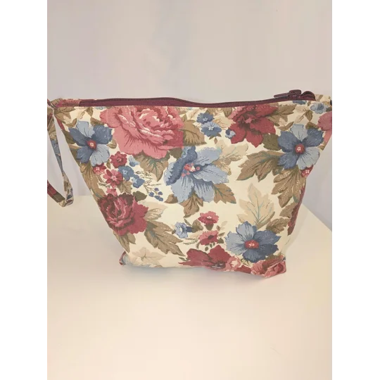 Cottage Core floral Print cosmetics Bag: Upcycled Boho Chic