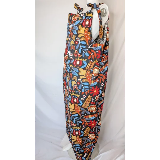 Tie Top Dungarees, Floral Print Cotton Overalls, Size 20