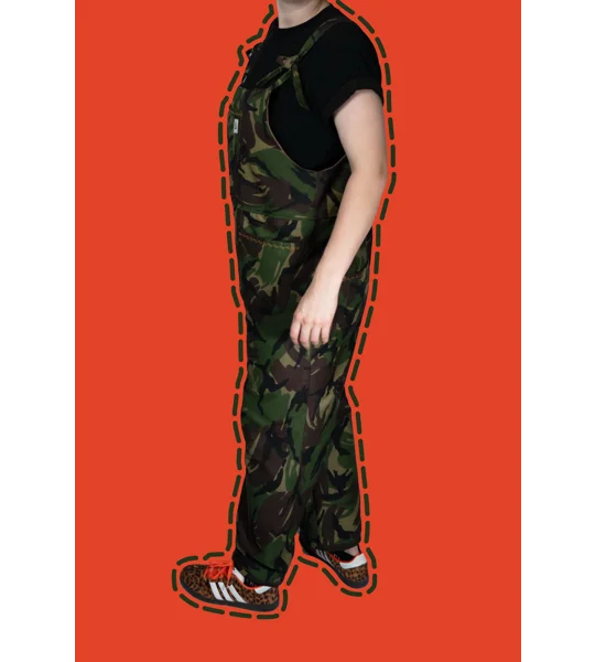 Camouflage Dungarees, handmade reworked(various sizes).
