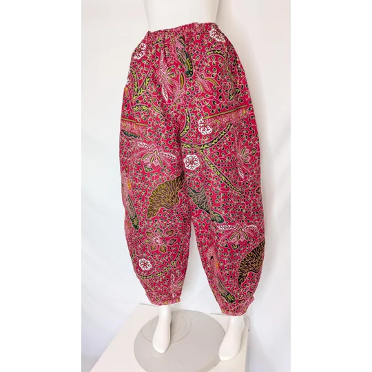 barrel Leg Trousers: Size 14 pink ethnic