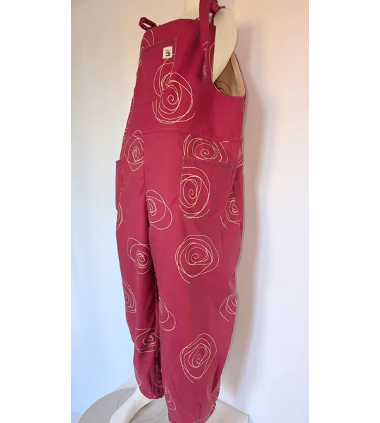 Upcycled Tie-Top Dungarees: Fushia pink, Plus Size 22