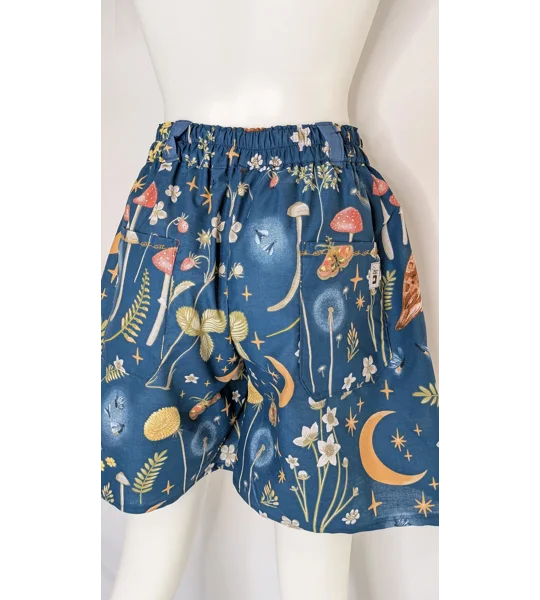 Wide Leg shorts: Size 14 mystical woodland Print owl, reworked upcycled textiles