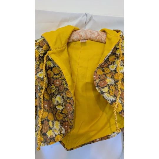 Whimsical Flower jacket: Unique Upcycled crop jacket, Size 10-12