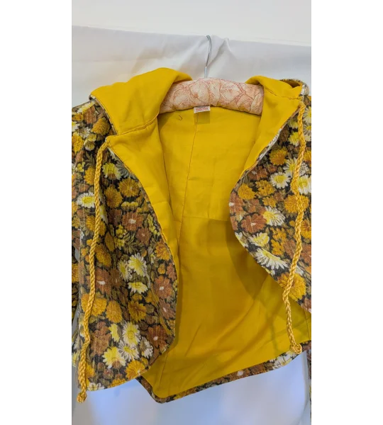 Whimsical Flower jacket: Unique Upcycled crop jacket, Size 10-12