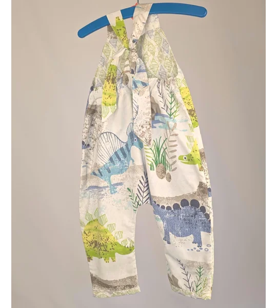 Dinosaur Dungarees, romper,(12-18m) sustainable children's gift.