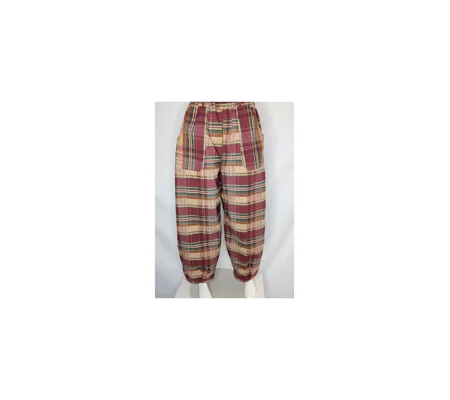 Reworked barrel Leg Trousers: Size 16 tartan plum