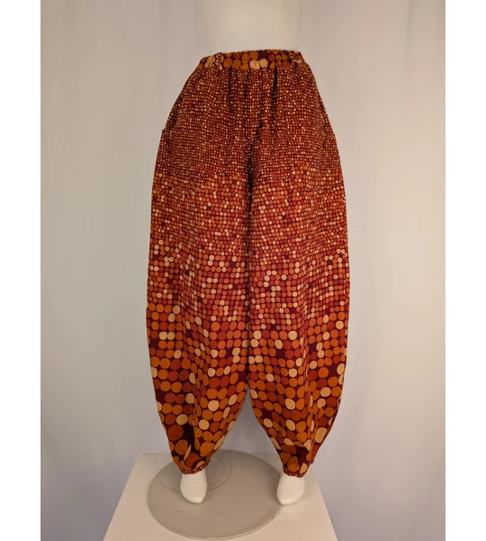 Reworked barrel Leg Trousers: Size 16, warm orange spots