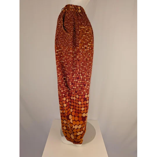 Reworked barrel Leg Trousers: Size 16, warm orange spots