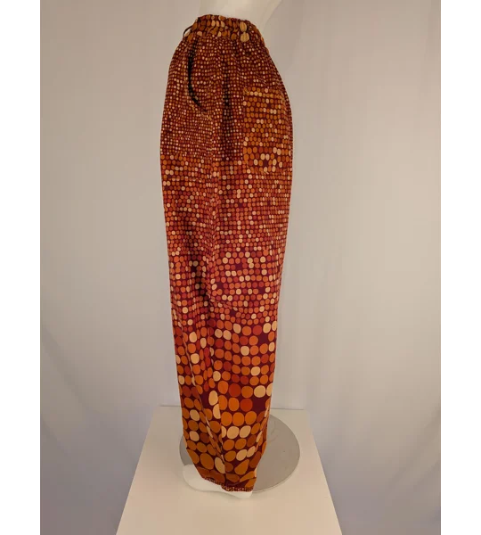 Reworked barrel Leg Trousers: Size 16, warm orange spots