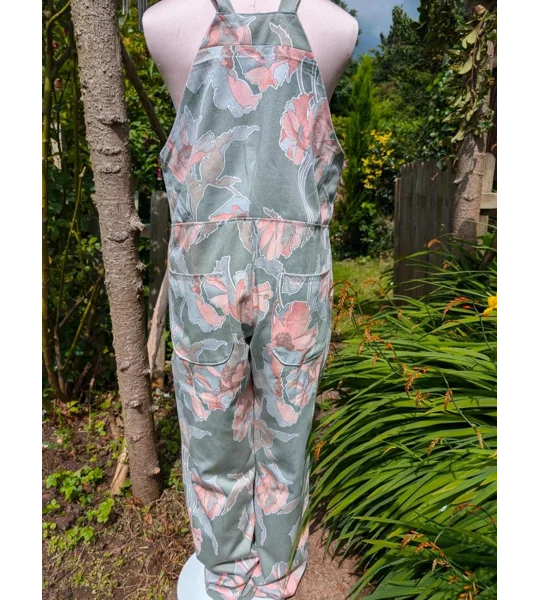 Dungarees size 10 floral, reworked upcycled textiles