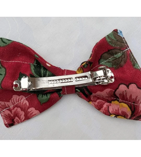 Upcycled Fabric Flower Barrette Hair bow: vintage floral hair decoration