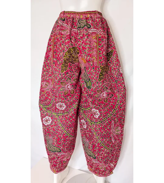 barrel Leg Trousers: Size 14 pink ethnic