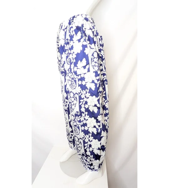 Reworked barrel Leg Trousers: Size 14 navy floral paisley