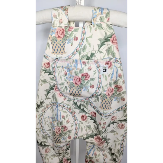 Floral cottage boutique Baby Dungarees, Upcycled Kids Overalls (9-12m)