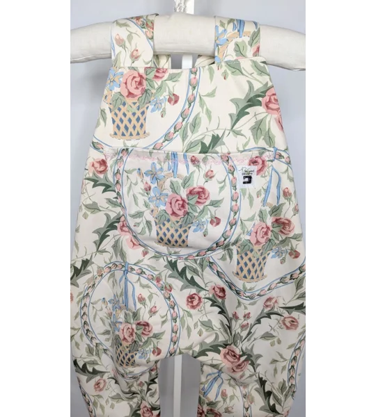 Floral cottage boutique Baby Dungarees, Upcycled Kids Overalls (9-12m)