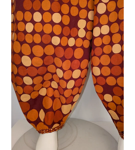 Reworked barrel Leg Trousers: Size 16, warm orange spots