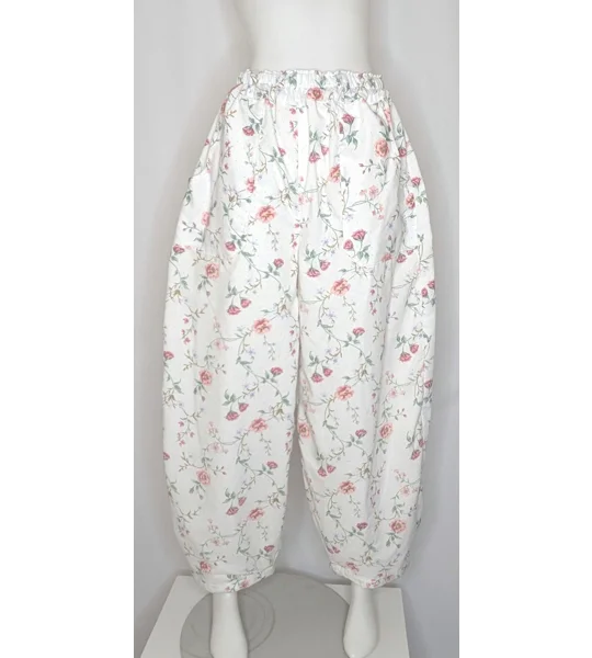 Reworked barrel Leg Trousers: Size 16, sweet ditsy vine