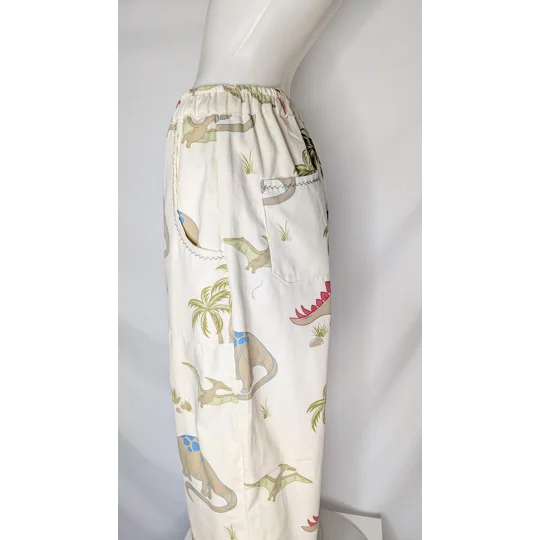 Reworked barrel Leg Trousers: Size 16 dinosaur delights