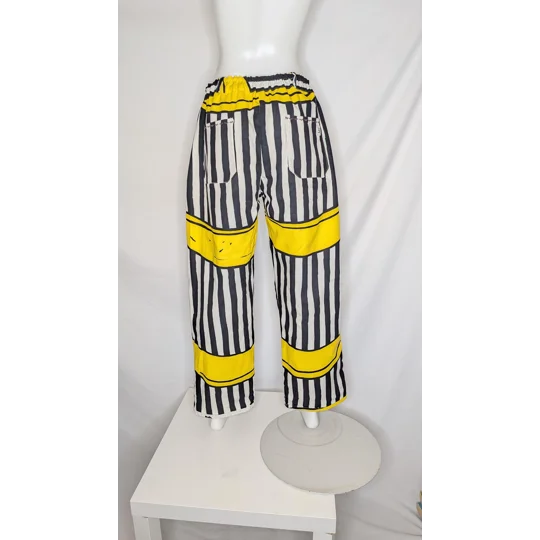 Reworked straight Leg Trousers: Size 14 banana stripe