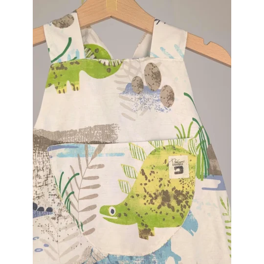Dinosaur Dungarees, romper,(2-3y) sustainable children's gift.