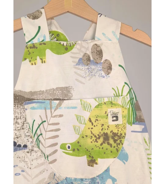 Dinosaur Dungarees, romper,(2-3y) sustainable children's gift.