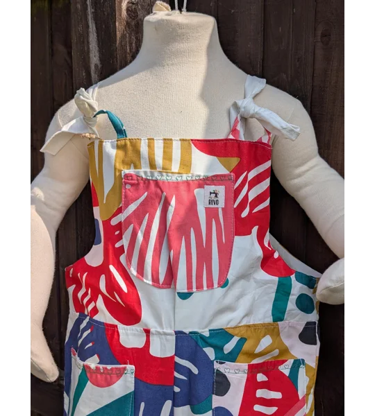 Bright patterns kids dungarees: Upcycled and Reworked childrens clothing-Age 7-8 Years