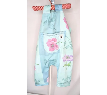 Vintage textiles poppy Print Baby Dungarees (12-18m)